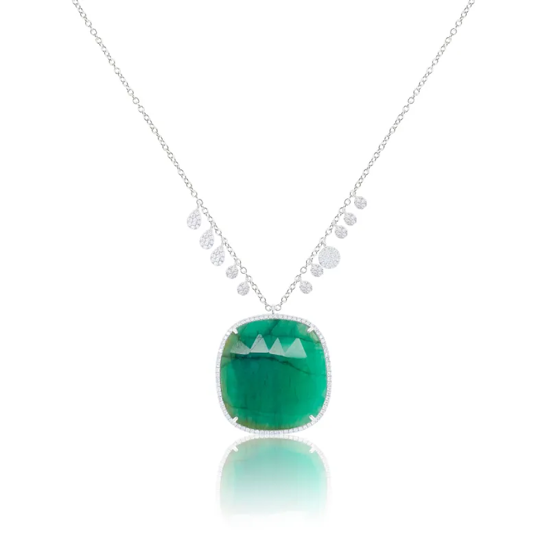 Statement White Gold Emerald Necklace made by Meira T