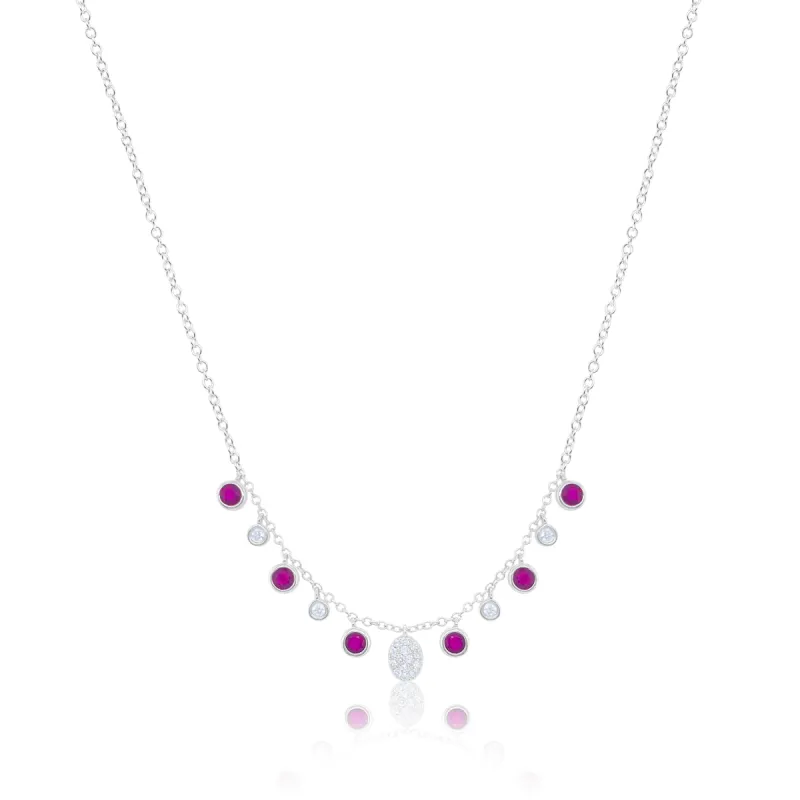 Pink Sapphire ROSE GOLD Diamond Fringe Layering Necklace sold by Meira T