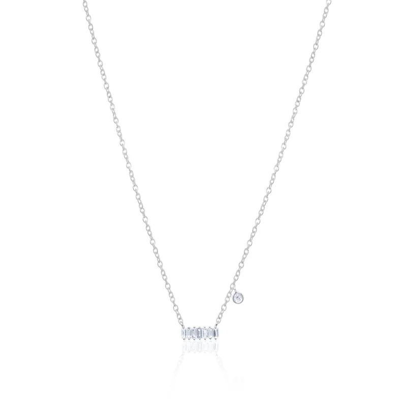 Dainty White Gold And Diamond Bar Necklace sold by Meira T