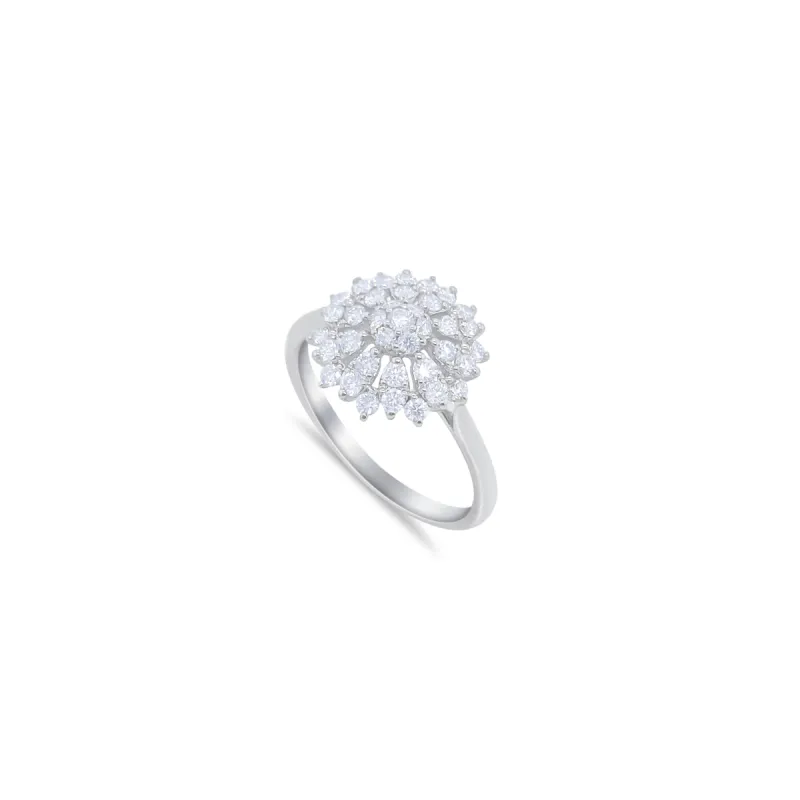 White Gold Diamond Cluster Flower Ring sold by Meira T