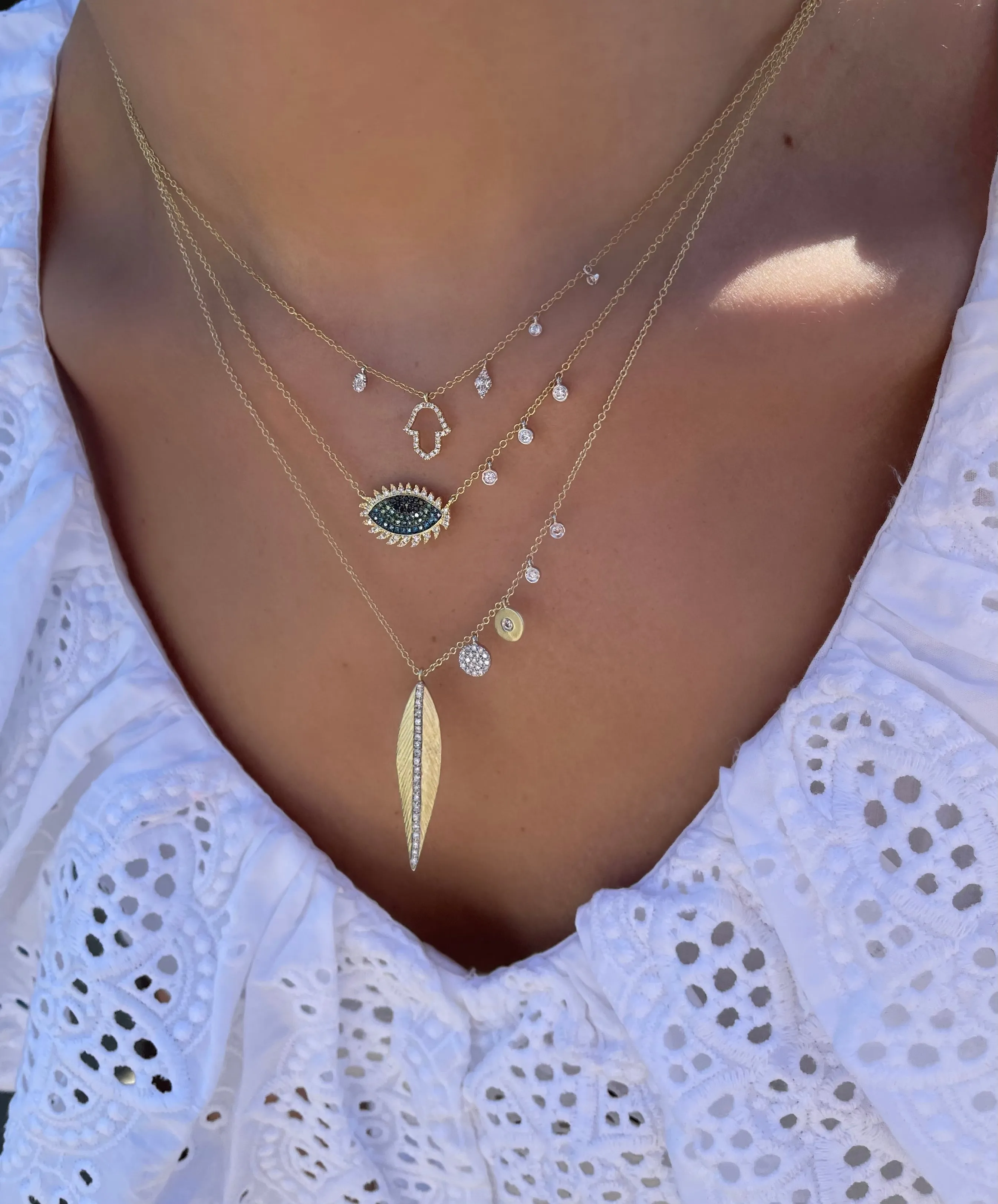 Leaf Necklace with Off-Centered Charms sold by Meira T product image thumbnail 2