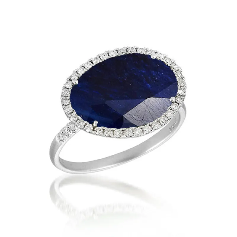 White Gold Blue Sapphire and Diamond Ring sold by Meira T