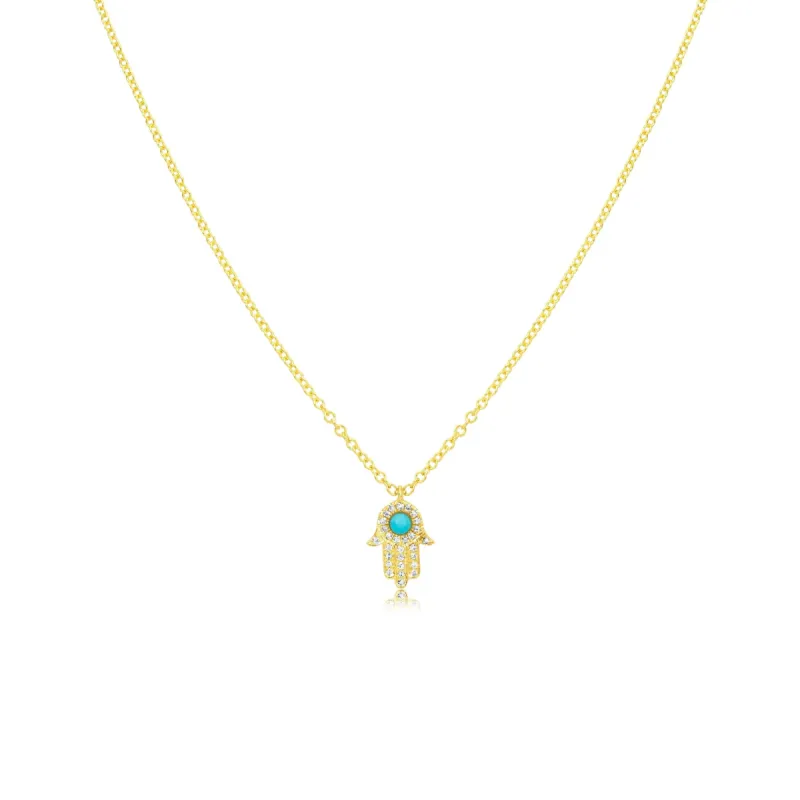 Turquoise Hamsa Necklace sold by Meira T