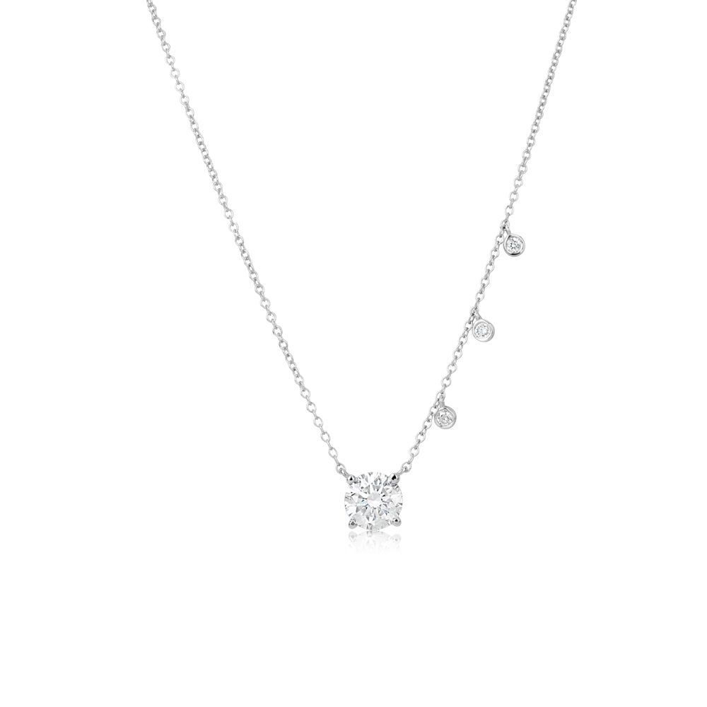 1.06 Lab Grown White Gold Diamond Solitaire and Bezels Necklace (1.06 ct) GMA sold by Meira T