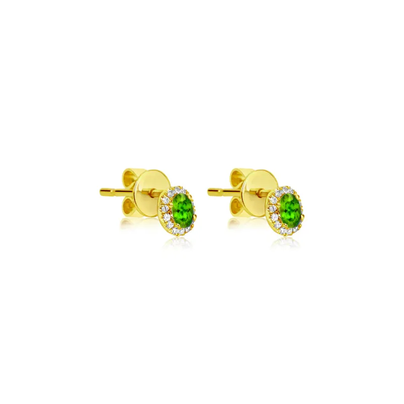 Peridot Studs with Diamond Halo sold by Meira T