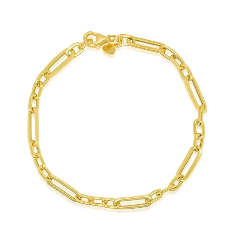 14kt Yellow Gold Oval and Mini Oval 14k Yellow Gold Paperclip Bracelet 7 inches sold by Meira T