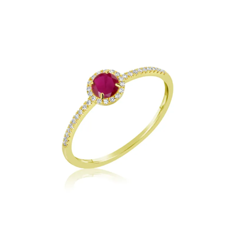 Yellow Gold Ruby and Diamond Ring sold by Meira T