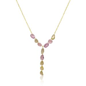 Yellow Gold Multi Colored Sapphire Lariat Necklace sold by Meira T