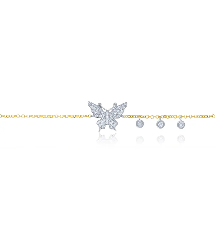 Yellow Gold Diamond Butterfly Bracelet sold by Meira T