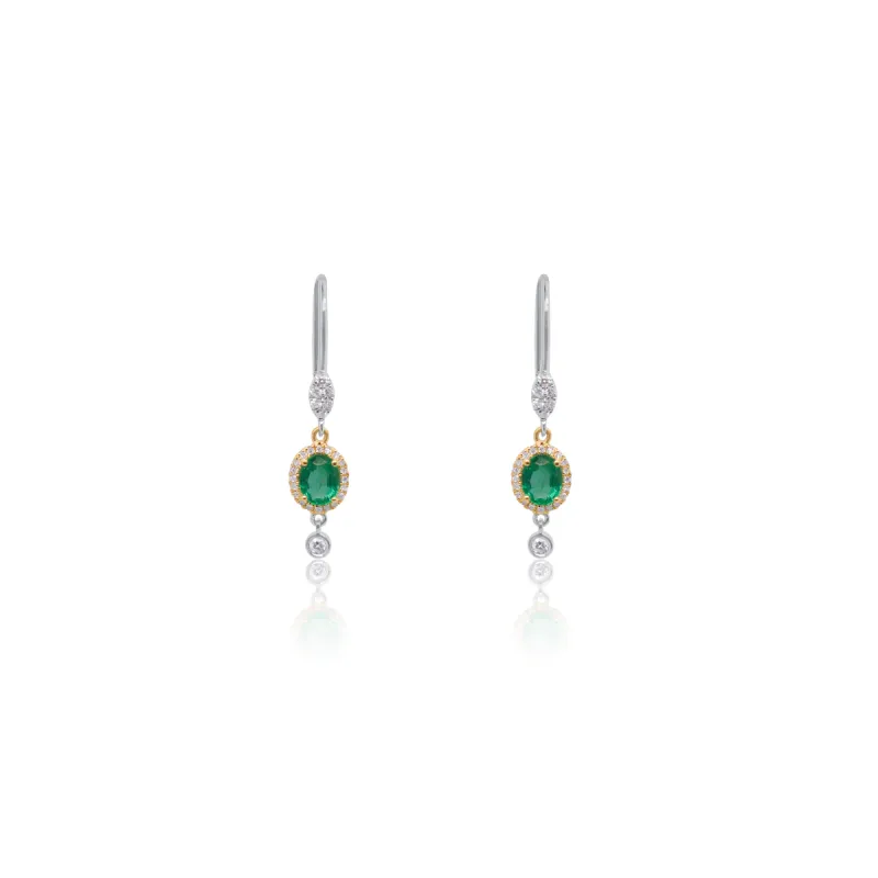 Emerald Drop Earring with Diamond Halo sold by Meira T