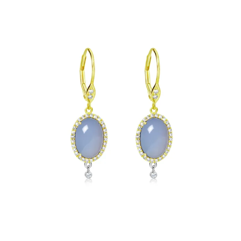 Rose Gold Diamond and Moonstone Earrings sold by Meira T