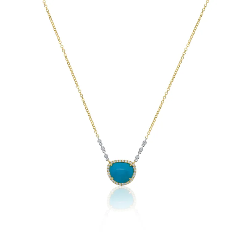 Yellow Gold Turquoise and Bezel Necklace sold by Meira T