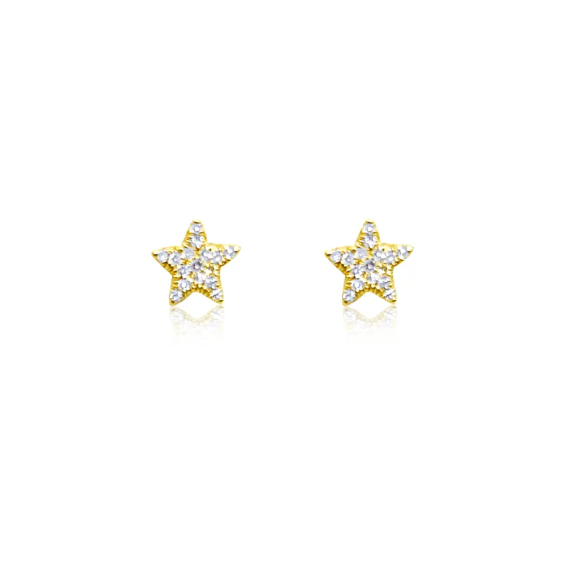 Yellow Gold Diamond Star Studs sold by Meira T