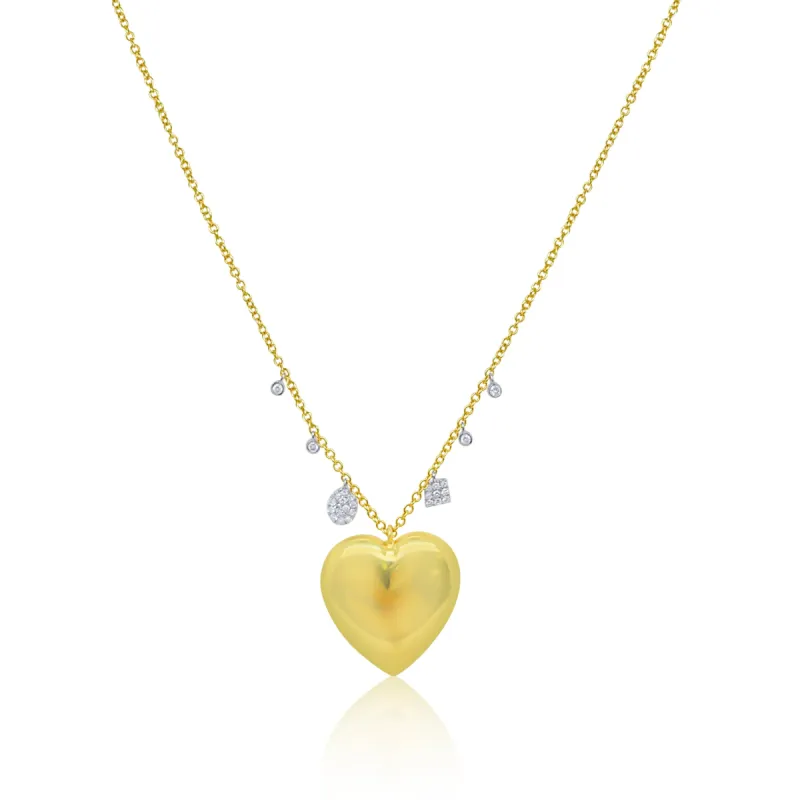 Yellow Gold Bubble Heart Necklace sold by Meira T