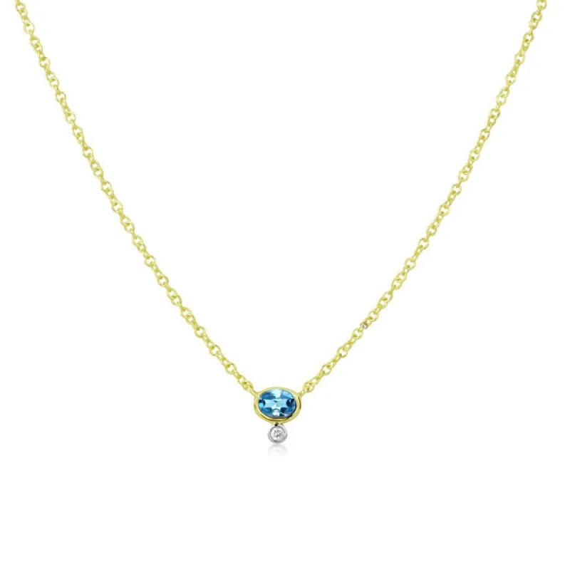 Blue Topaz and Diamond Necklace sold by Meira T