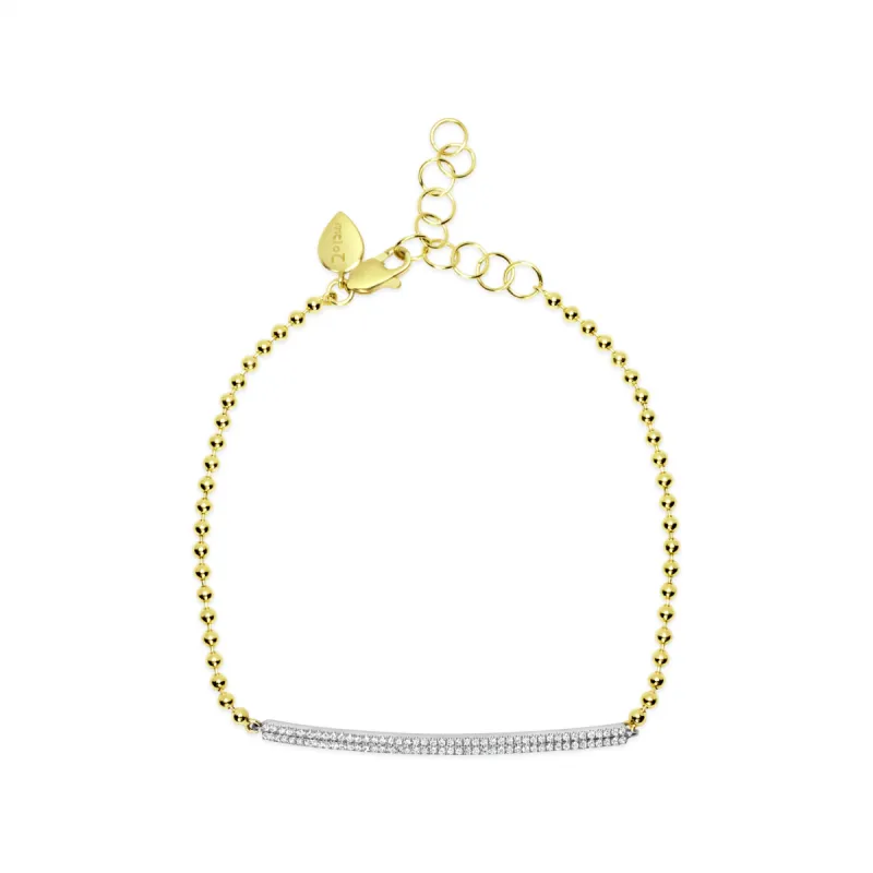Yellow Gold Diamond Bar and Ball Chain Bracelet sold by Meira T