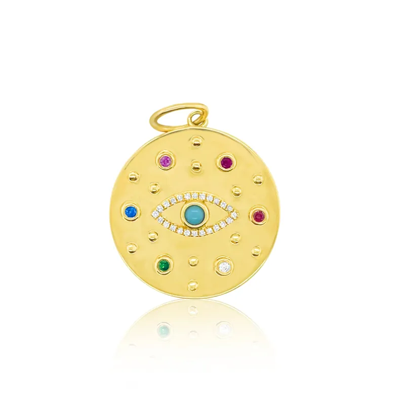 Yellow Gold and Multicolor Evil Eye Medallion sold by Meira T