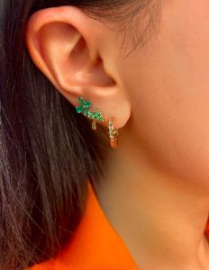 White Gold Emerald Flower Studs sold by Meira T