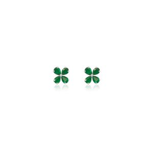 White Gold Emerald Flower Studs sold by Meira T