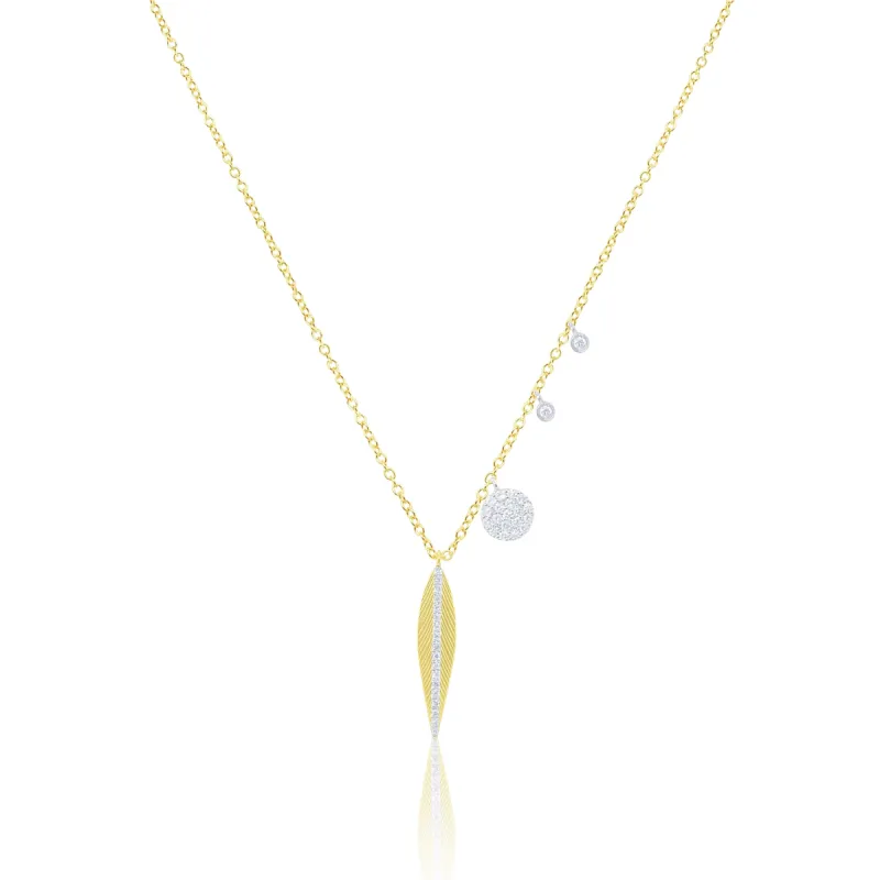 Yellow Gold Diamond Feather Necklace sold by Meira T