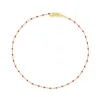 Gold Plated Chain with Dark Pink Enamel Beads sold by Meira T