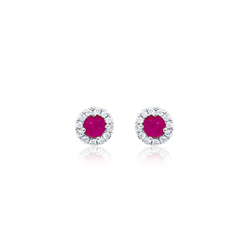 White Gold Diamond and Ruby Studs sold by Meira T