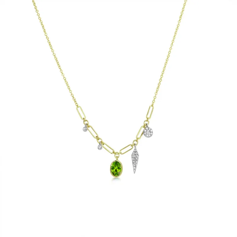 Yellow Gold Peridot Paperclip Necklace sold by Meira T