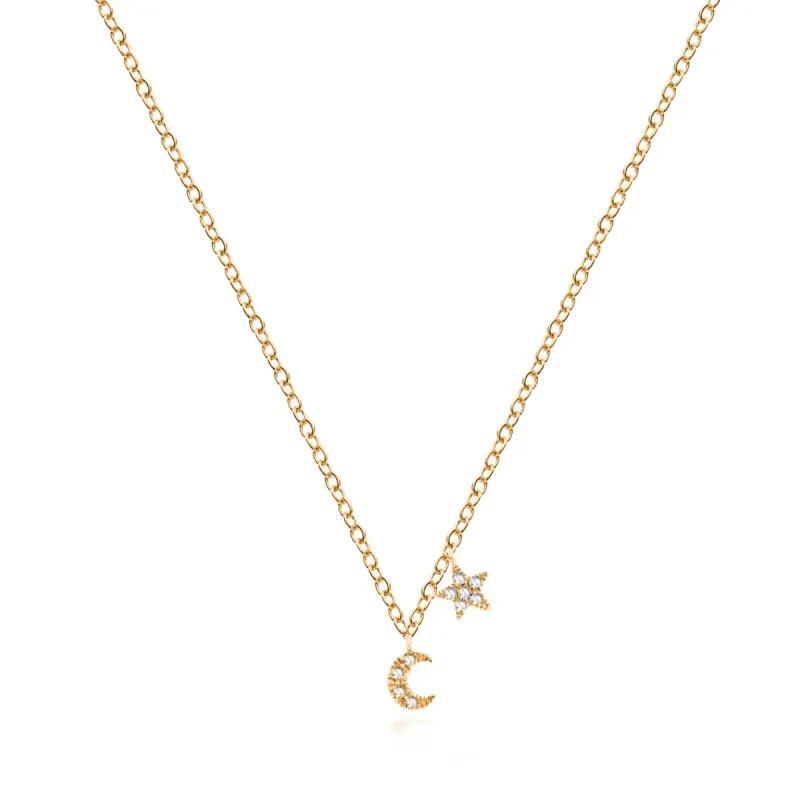 Rose Gold Mini Moon and Star Necklace sold by Meira T