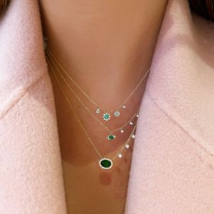 Yellow Gold Emerald Evil Eye Necklace sold by Meira T