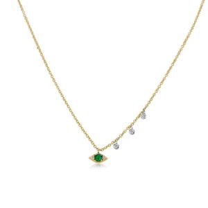 Yellow Gold Emerald Evil Eye Necklace sold by Meira T