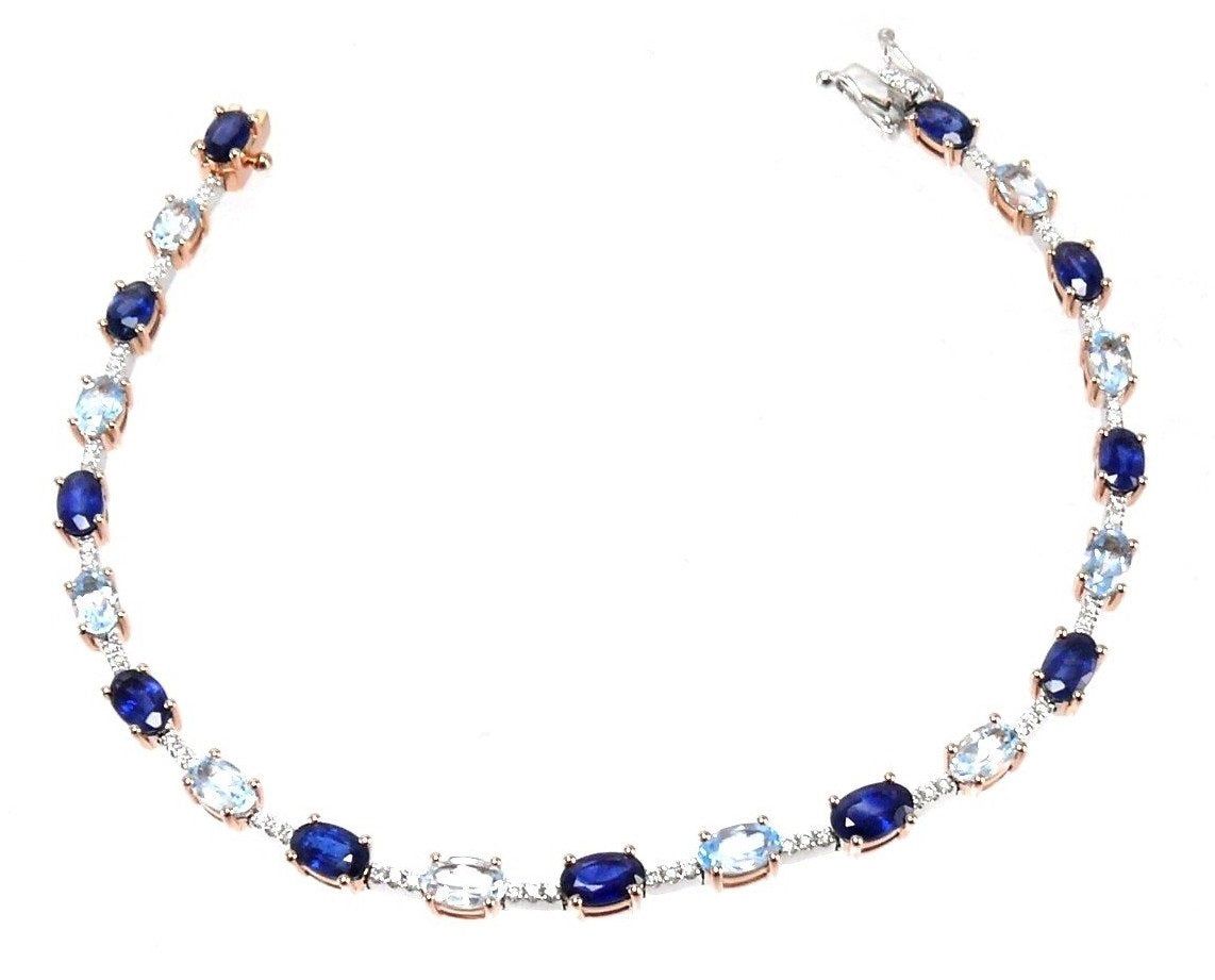 Blue Sapphire and Blue Topaz Tennis Bracelet sold by Meira T