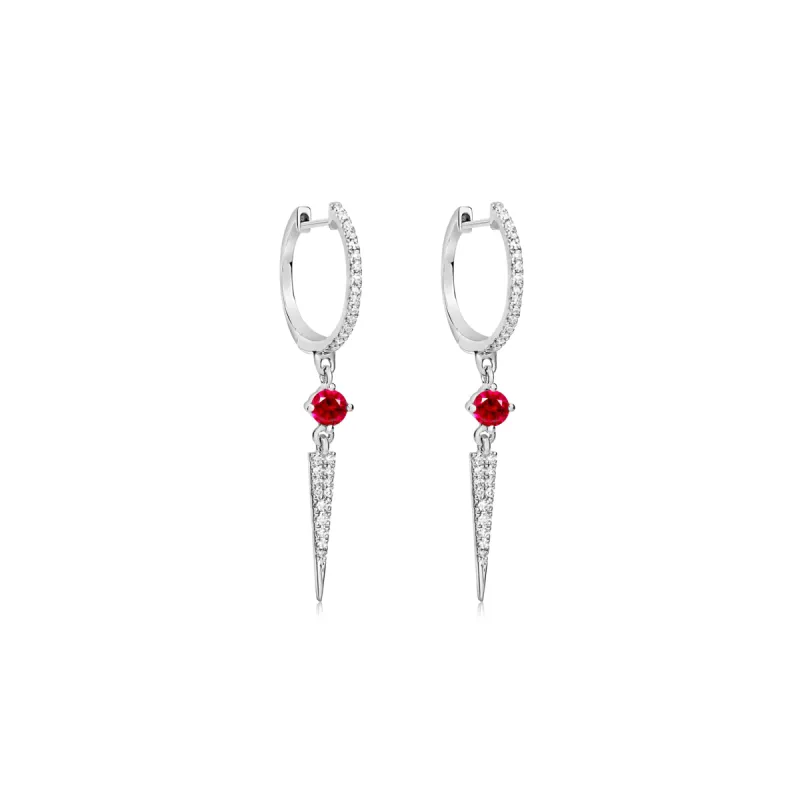White Gold Diamond and Ruby Huggies sold by Meira T