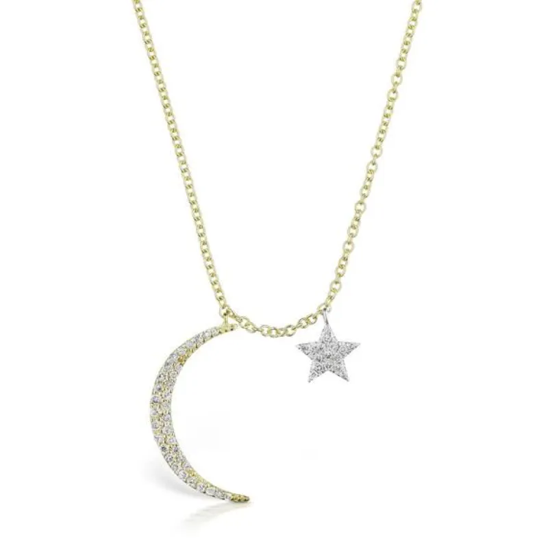 Crescent Moon and Star Necklace sold by Meira T