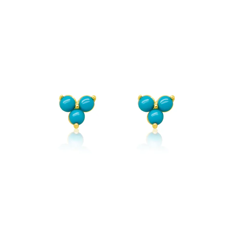 Blue Turquoise Yellow Gold Stud Earrings *ONLINE EXCLUSIVE* sold by Meira T
