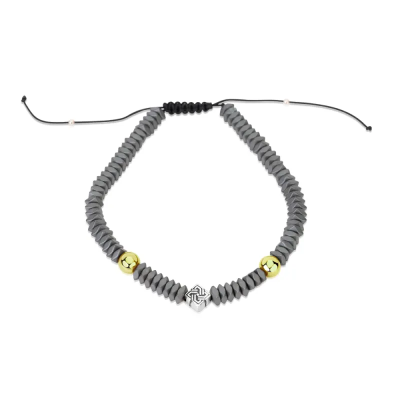 Grey Beaded Pull Cord Bracelet sold by Meira T