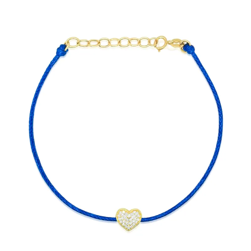 Blue Cord Diamond Heart Bracelet 14kt Yellow Gold and Diamonds sold by Meira T