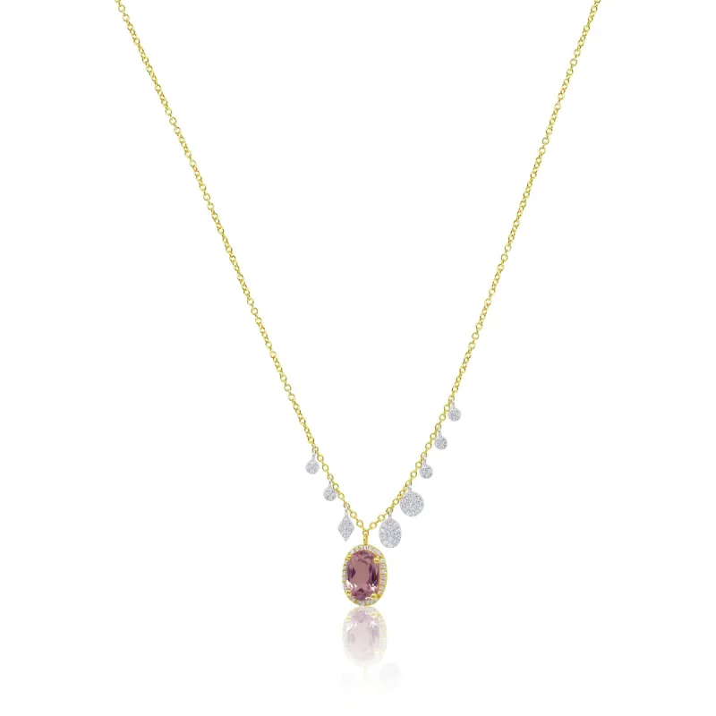 Yellow Gold Kunzite and Diamond Necklace sold by Meira T