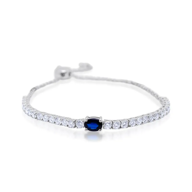 White Gold Diamond and Blue Sapphire Tennis Bracelet *ONLINE EXCLUSIVE* sold by Meira T