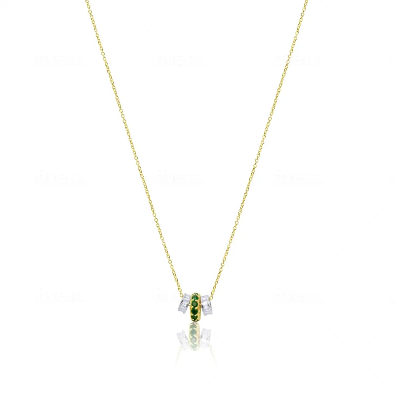 Emerald and Diamond Wheel Necklace sold by Meira T