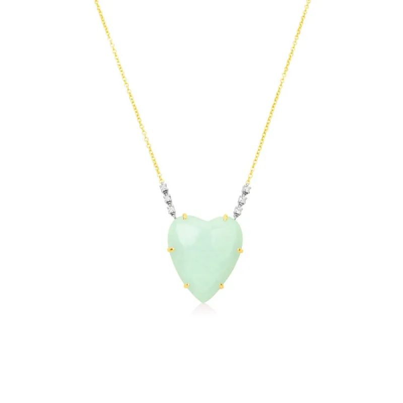 Green Jade Heart and Diamond Necklace sold by Meira T