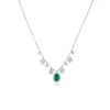 White Gold Emerald and Diamond Necklace sold by Meira T