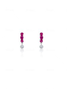 White Gold Ruby and Diamond Huggies sold by Meira T