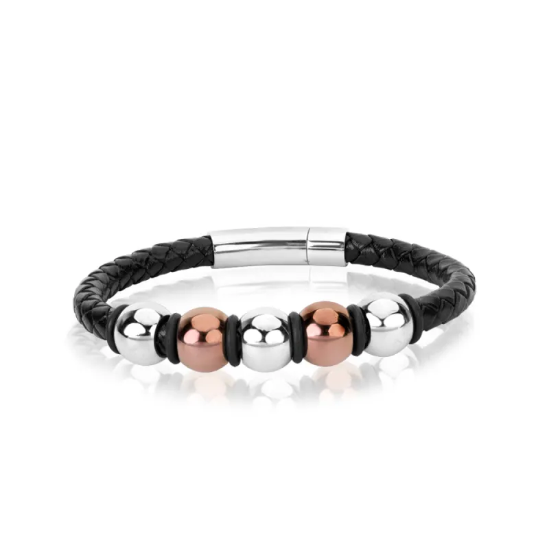 Stainless Steel Leather Bracelet sold by Meira T