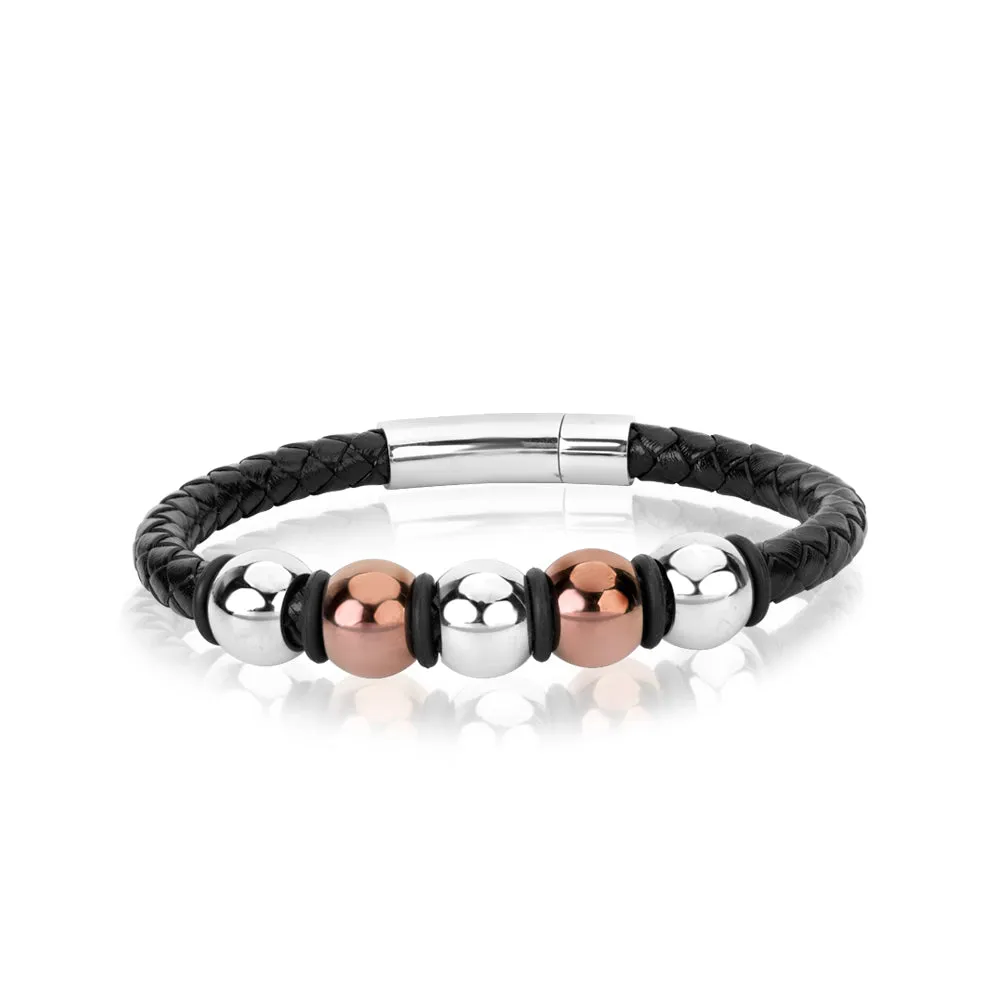 Stainless Steel Leather Bracelet sold by Meira T