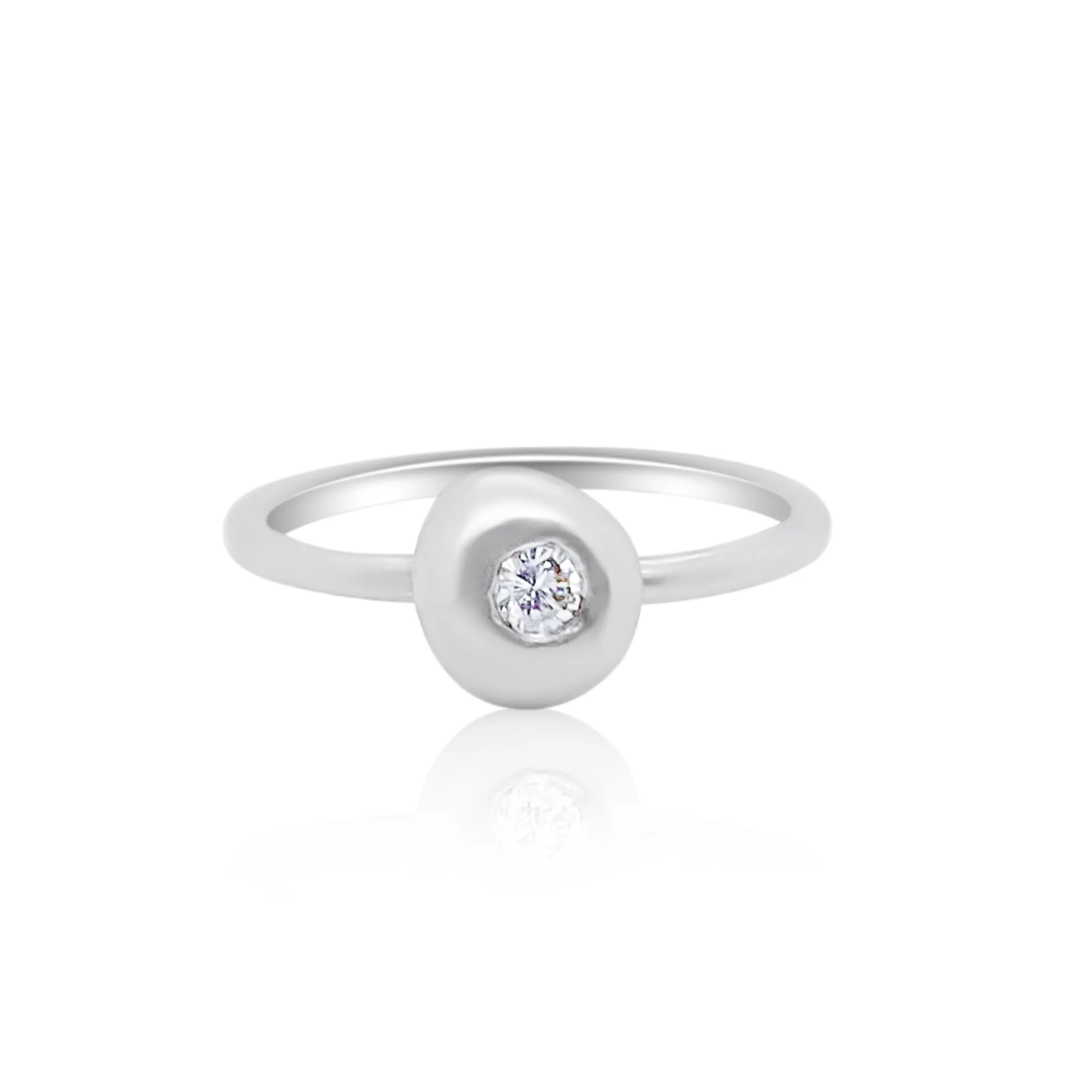 White Gold Matte Round Diamond Ring sold by Meira T