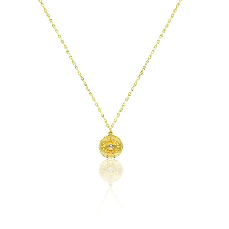 Yellow Gold Evil Eye Coin Necklace sold by Meira T