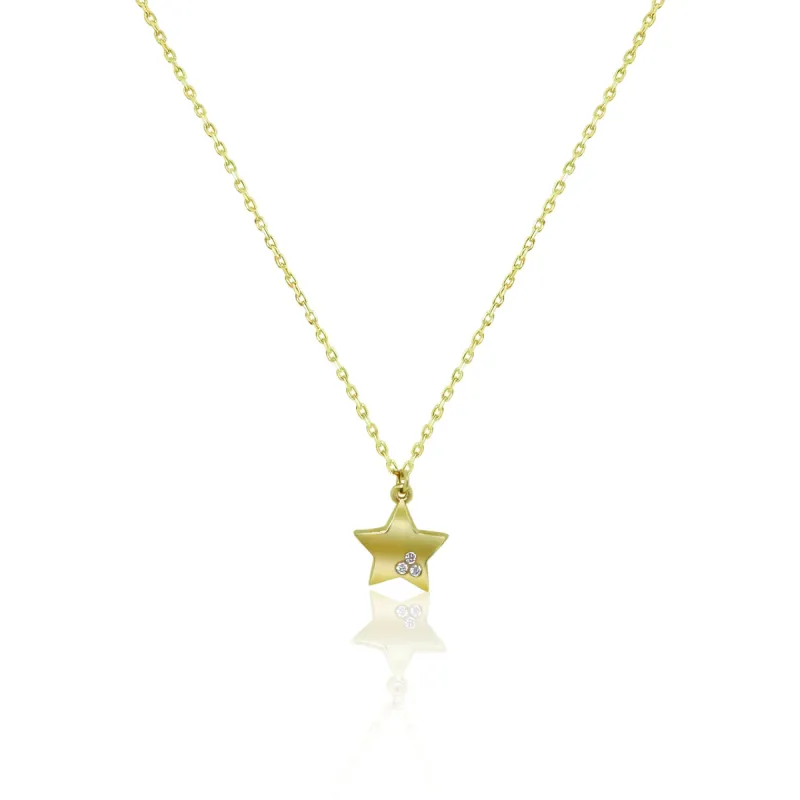 Yellow Gold Dainty Diamond Star Necklace sold by Meira T