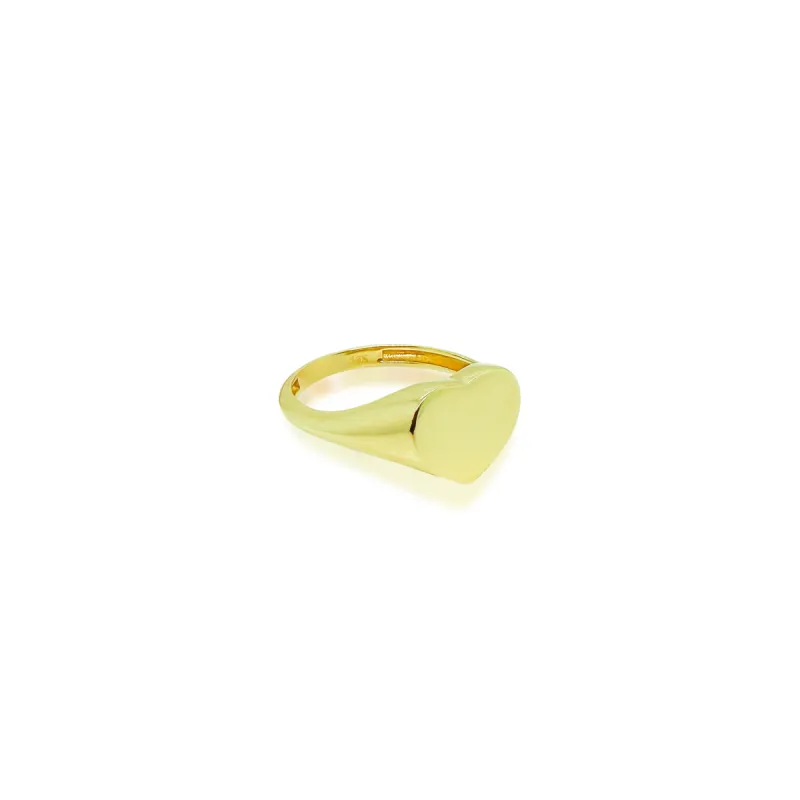 Yellow Gold Heart Signet Ring sold by Meira T