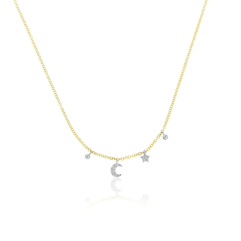 Mini Moon and Star Bezel Necklace sold by Meira T