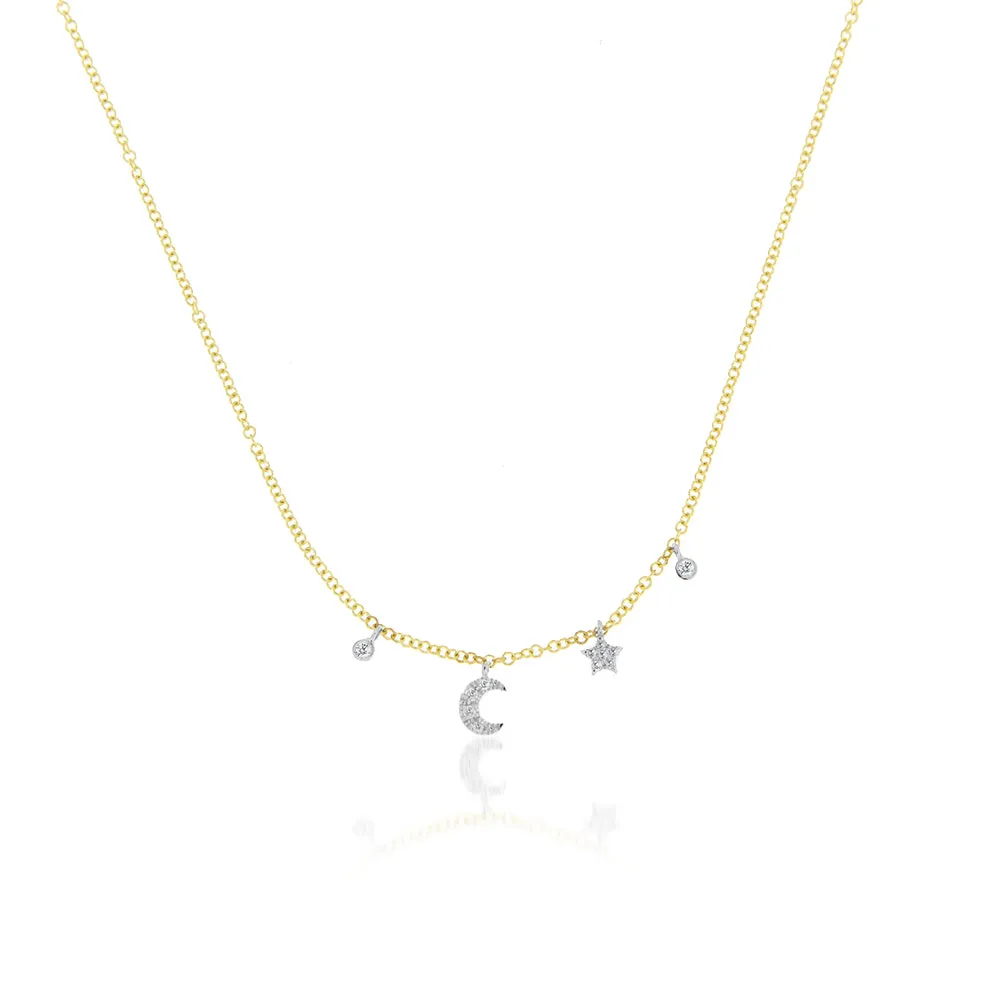 Mini Moon and Star Bezel Necklace sold by Meira T